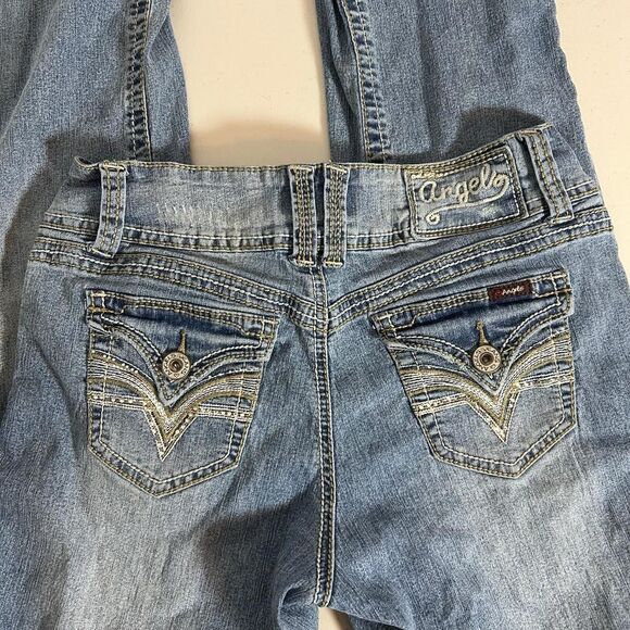 VINTAGE Y2K ANGEL Women's Embellished Bedazzled Blue Jeans - Picture 3 of 8